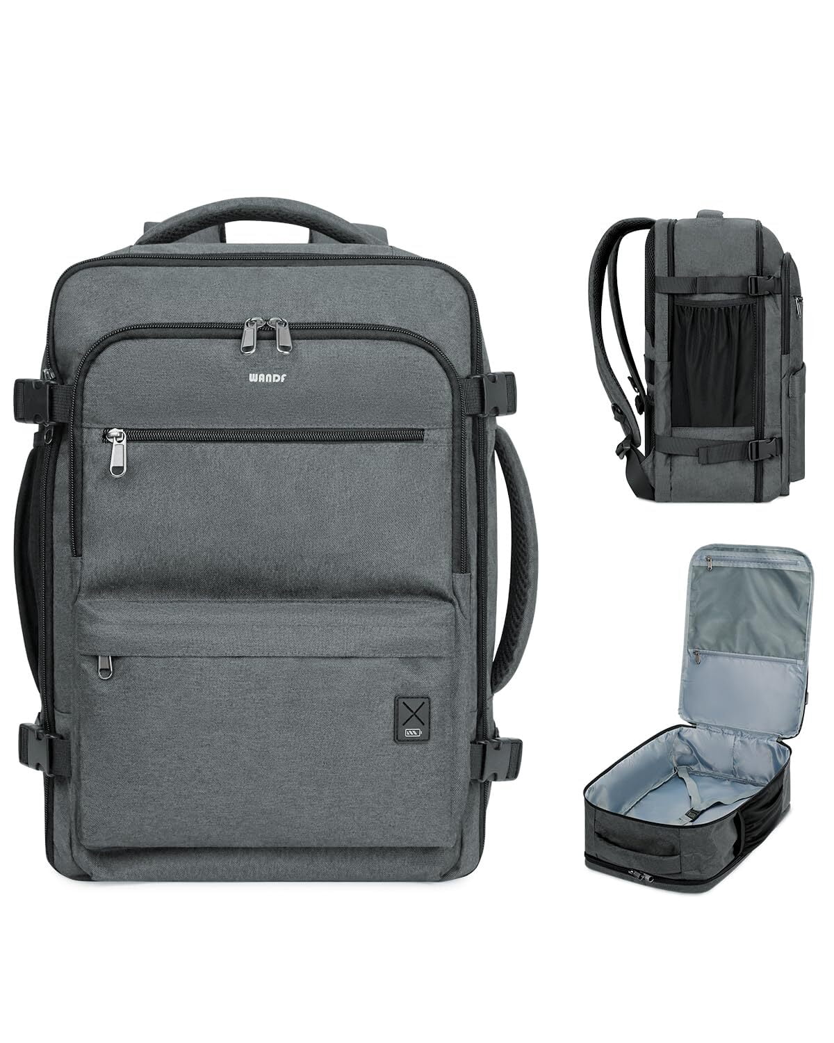 Business Travel Backpack Fits 17 Inch Laptop for Personal Item Bag 18x14x8 Clamshell Opening Carry on Laptop Backpack for Men with Wet Pocket, Grey