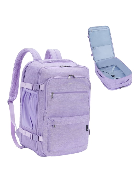 30L Large Travel Backpack for Women,17 Inch Laptop Backpack for Ladies,College,18x14x8 Personal Item Backpack, Clamshell Opening Carry on Backpack with Wet Pocket(Purple Backpack)