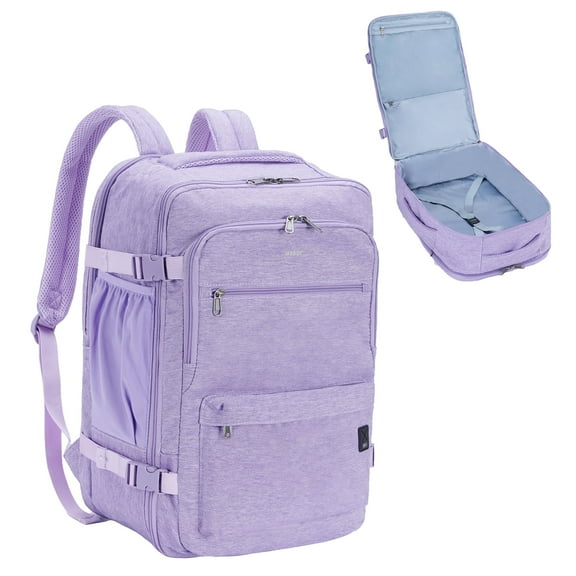 Business Travel Backpack Fits 17 Inch Laptop for Personal Item Bag 18x14x8 Clamshell Opening Carry on Laptop Backpack for Men with Wet Pocket, Purple