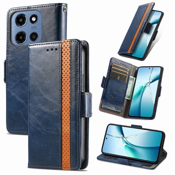 Business Wallet Case for Moto G Power (2025), RFID Blocking Premium PU Leather Full Protection Magnetic Buckle Flip Kickstand Shockproof Phone Case with ID Credit Card Slots,Darkblue