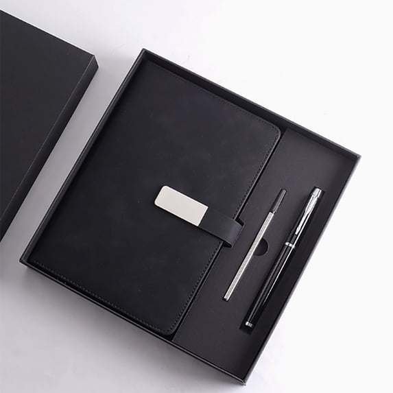 Business Writing Notebook Set with Pen, Retro Multi-function Notepad for Daily Planning Note-taking Pu Cover for Conferences Office Use, 1 Set, 8.66 Inches