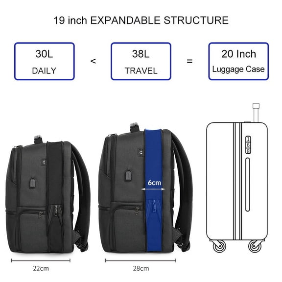 Business backpack USB expansion large capacity outdoor multifunctional Notebook Backpack,15.6Inch