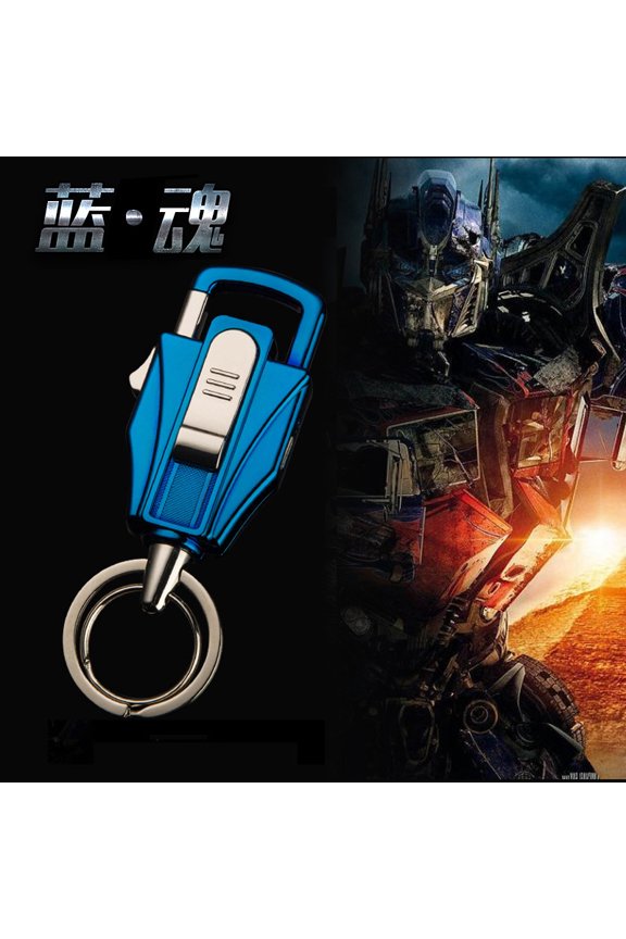 Business car keychain, men's cigarette lighter, multi-function USB rechargeable lighter, creative gift,SKU01163-蓝冰-10*3.3cm