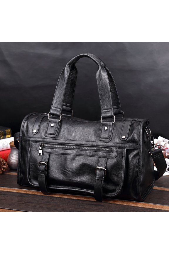 Business casual, men's travel bag, cross section, large capacity short distance business trip, single shoulder oblique cross bag traveling package tide package,Black