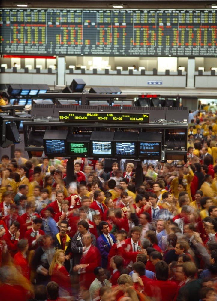 Business executives on trading floor Chicago Mercantile Exchange Chicago Cook County Illinois USA Canvas Art - Panoramic Images (36 x 12)