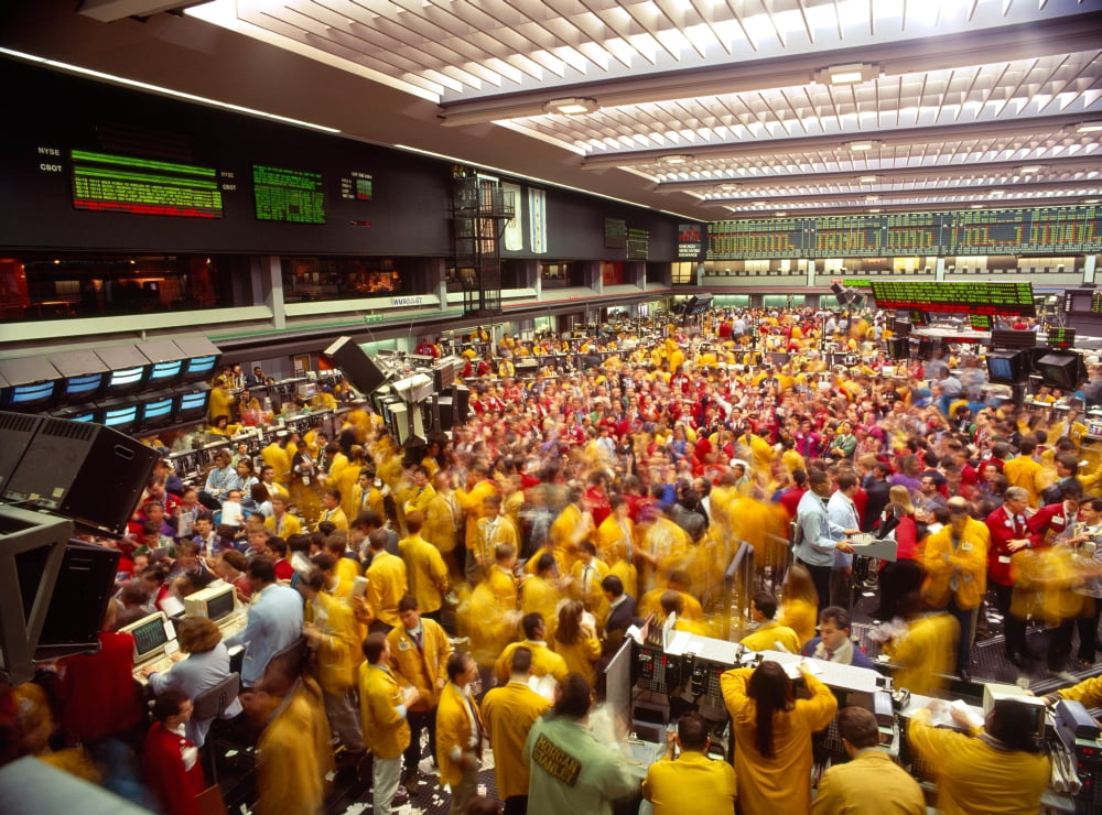 Business executives on trading floor Chicago Mercantile Exchange Chicago Cook County Illinois USA Canvas Art - Panoramic Images (36 x 12)