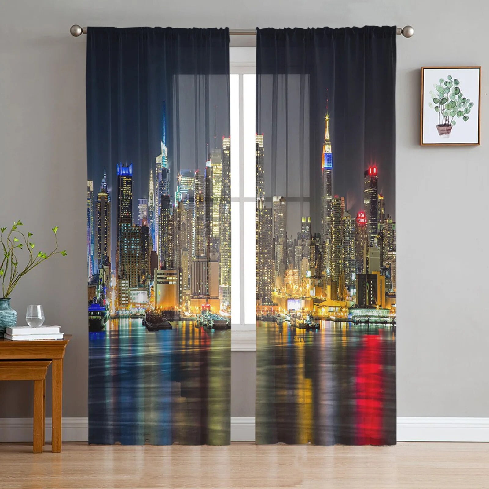 Business ry New York Black And White Tulle Curtains for Living Room