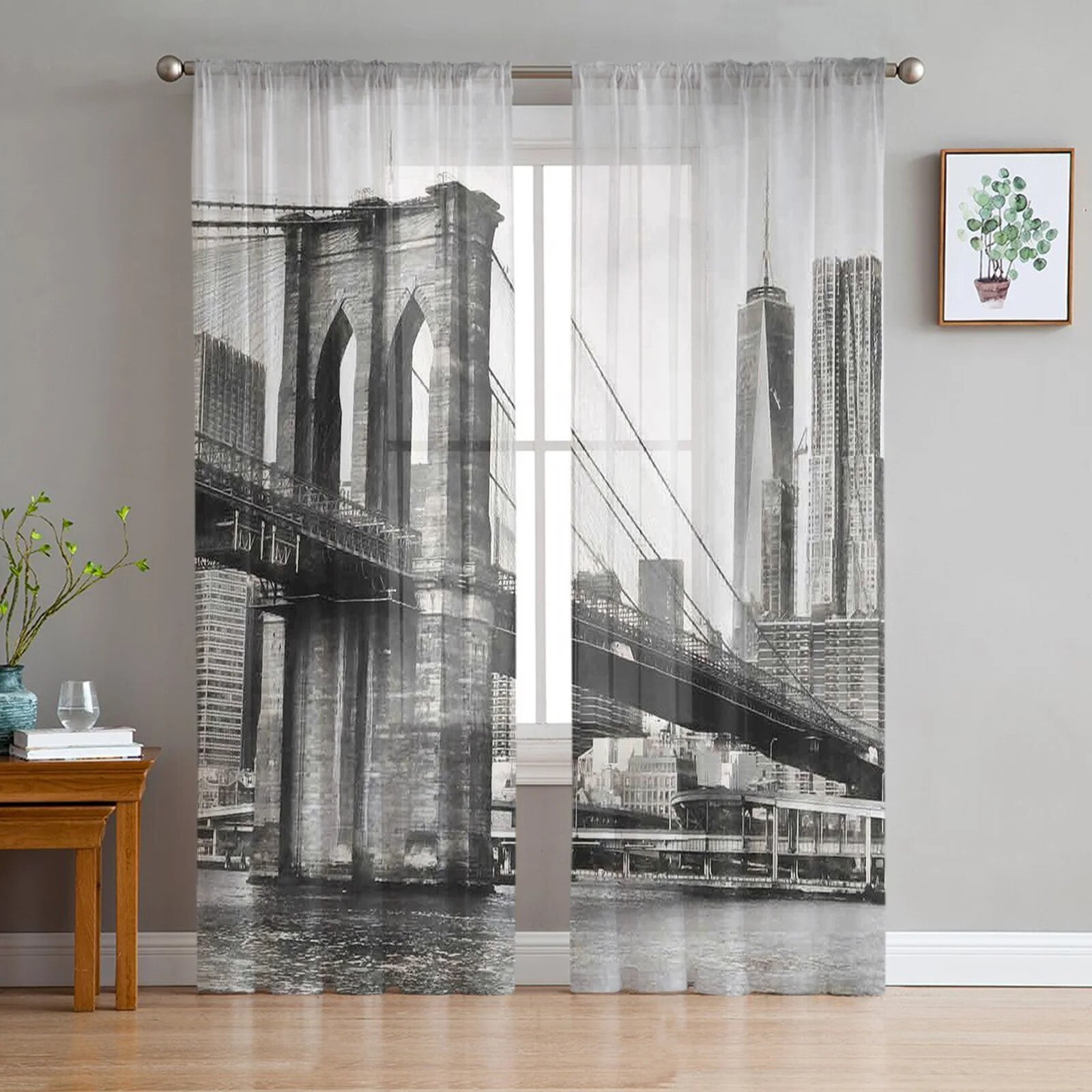 Business ry New York Black And White Tulle Curtains for Living Room