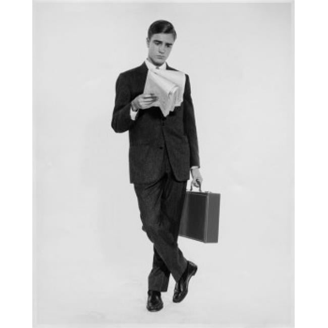 Businessman Reading a Newspaper & Holding a Briefcase Poster Print - 18 ...