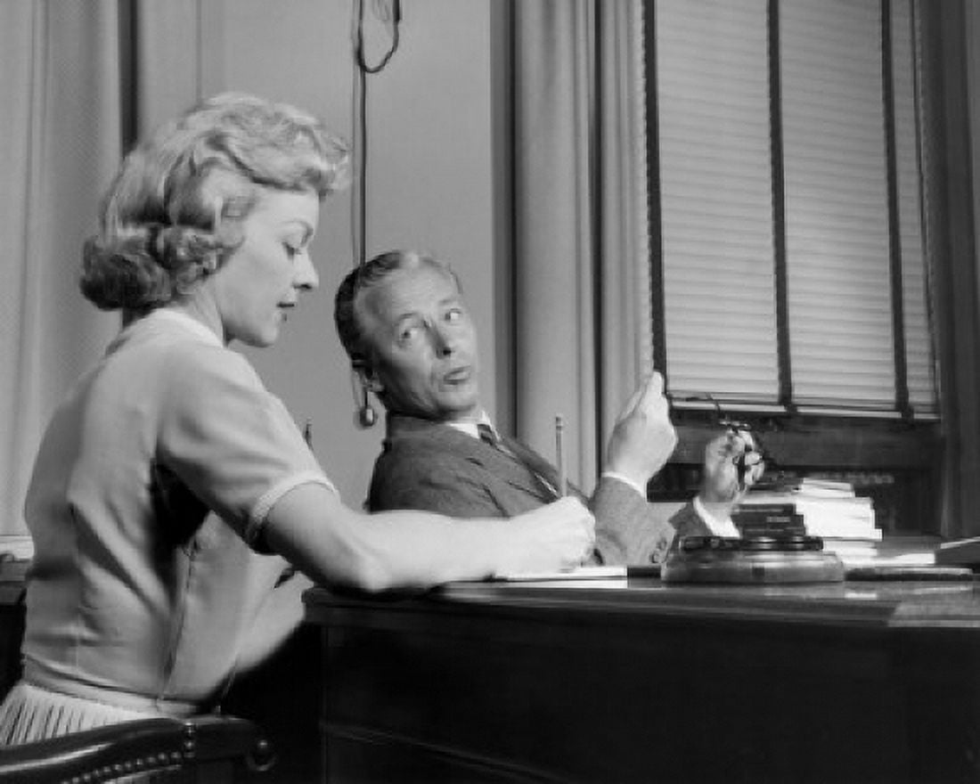 Businessman and secretary working in office Canvas Art - (24 x 36)