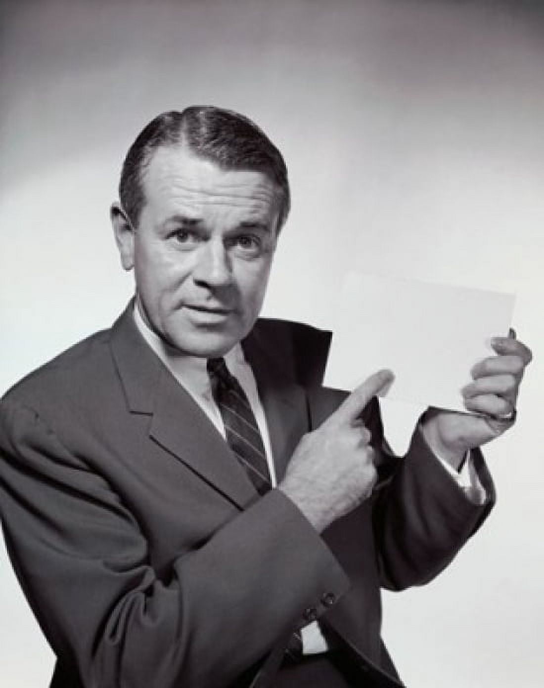 Businessman holding a blank placard Canvas Art - (18 x 24)