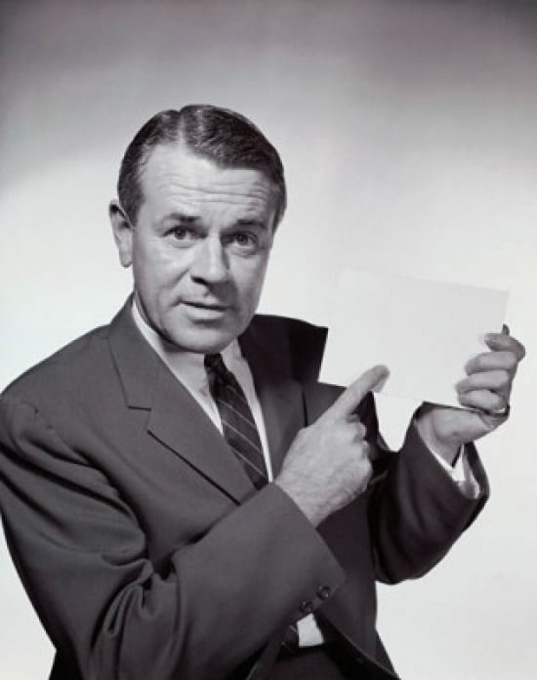 Businessman holding a blank placard Canvas Art - (24 x 36)