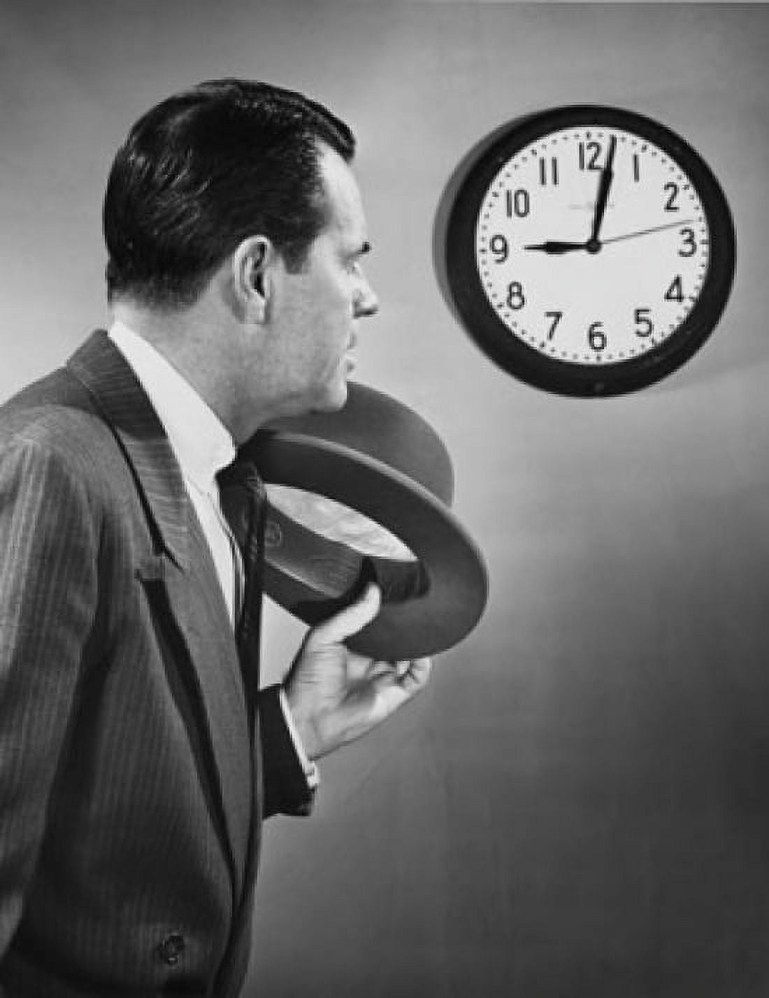 Businessman looking at clock Canvas Art - (18 x 24)