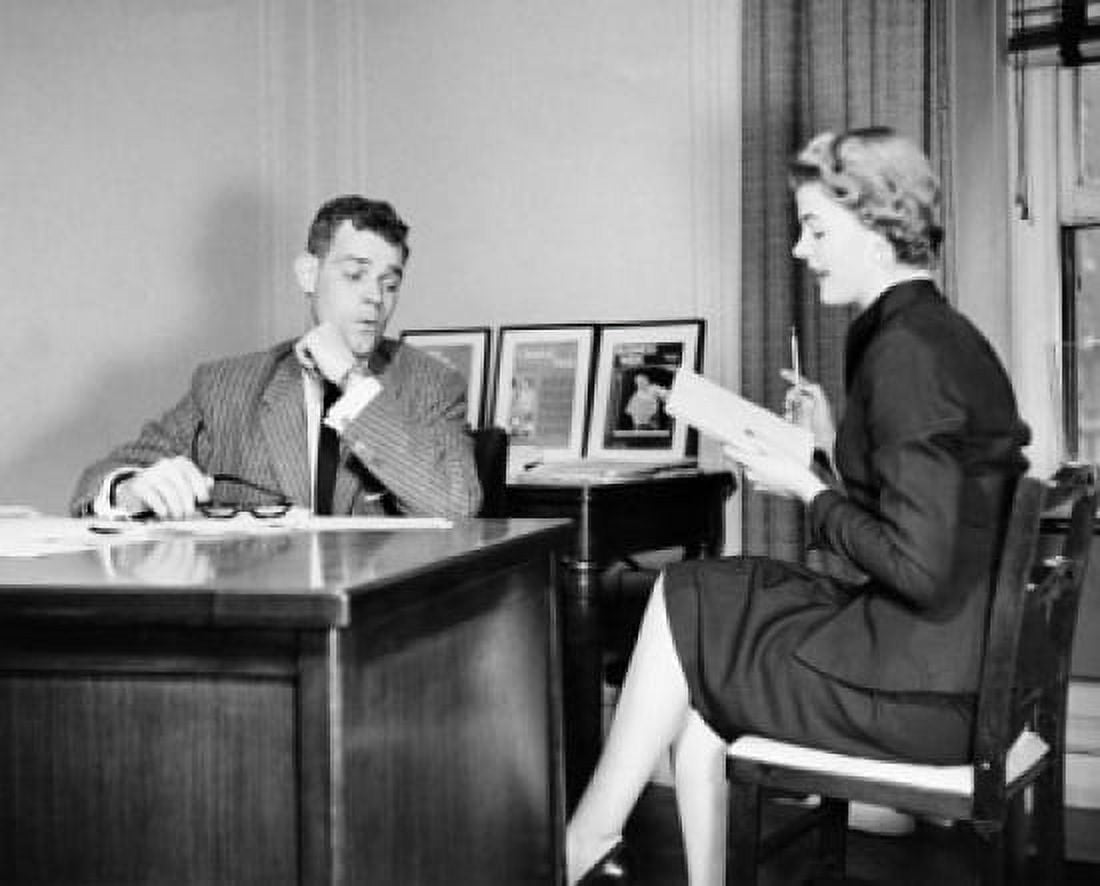 Businessman looking at the legs of his secretary sitting beside him Canvas Art - (24 x 36)