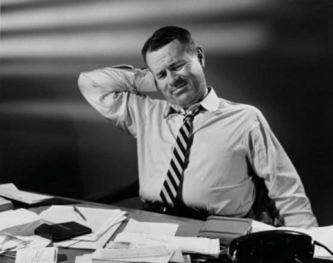 Businessman looking tired in an office Canvas Art - (18 x 24)