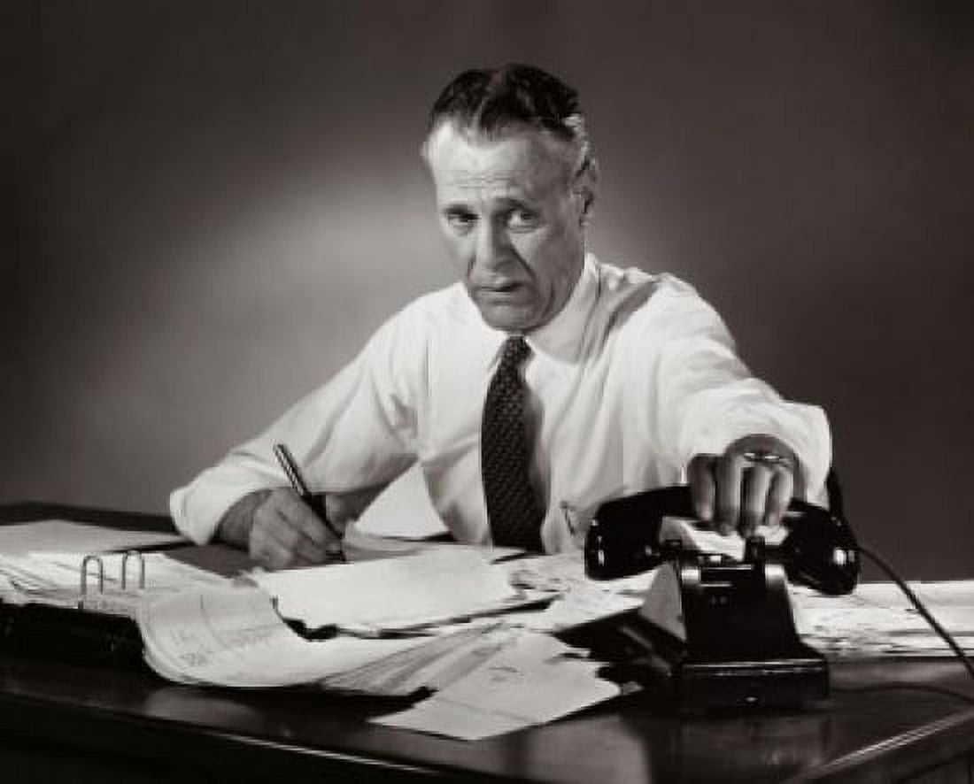 Businessman picking up a telephone Canvas Art - (18 x 24)