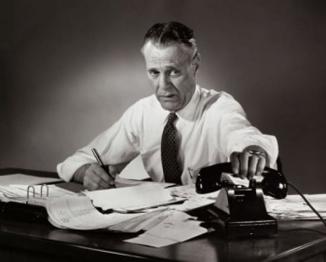 Businessman picking up a telephone Canvas Art - (24 x 36)