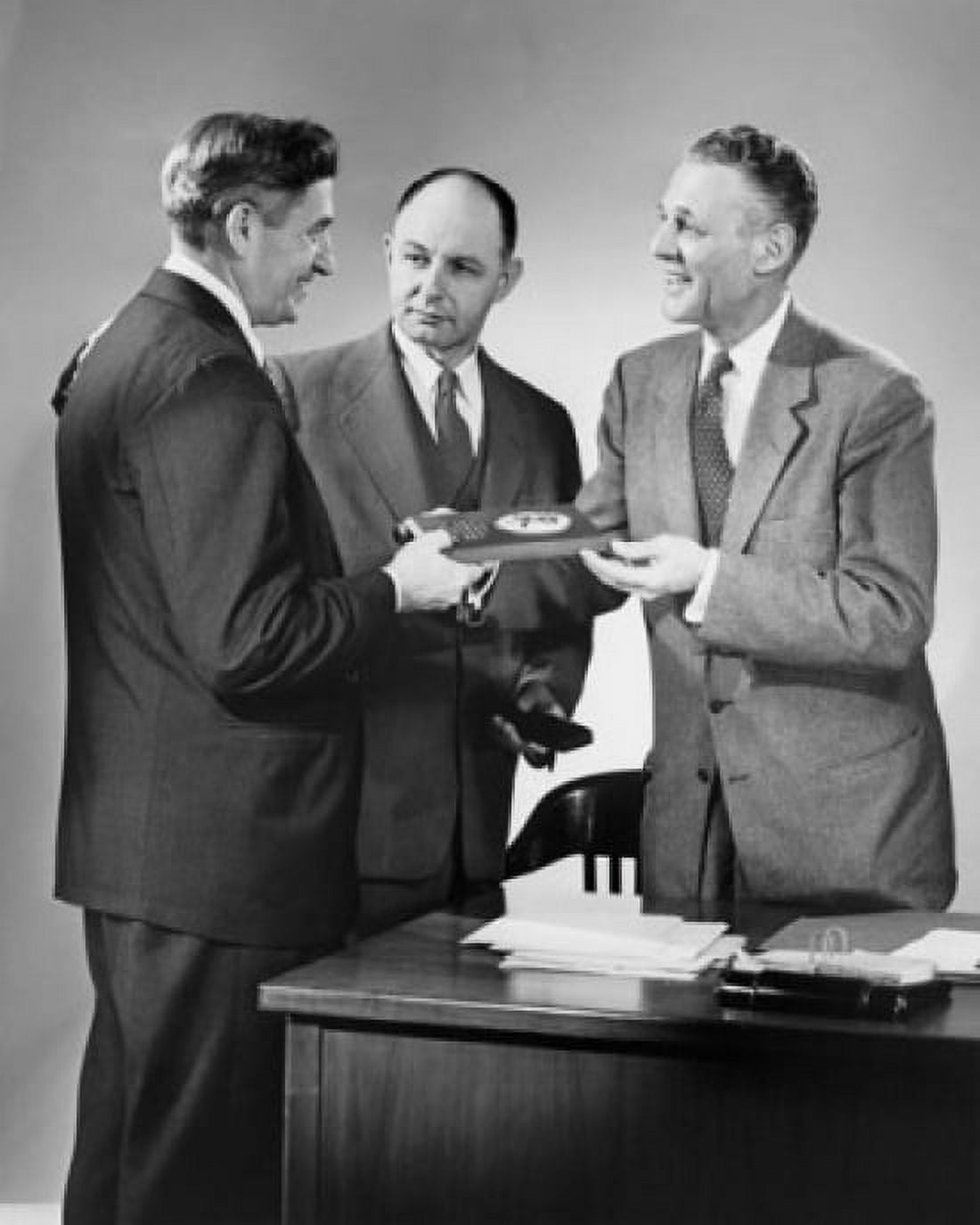 Businessman presenting gift to another businessman Canvas Art - (24 x 36)
