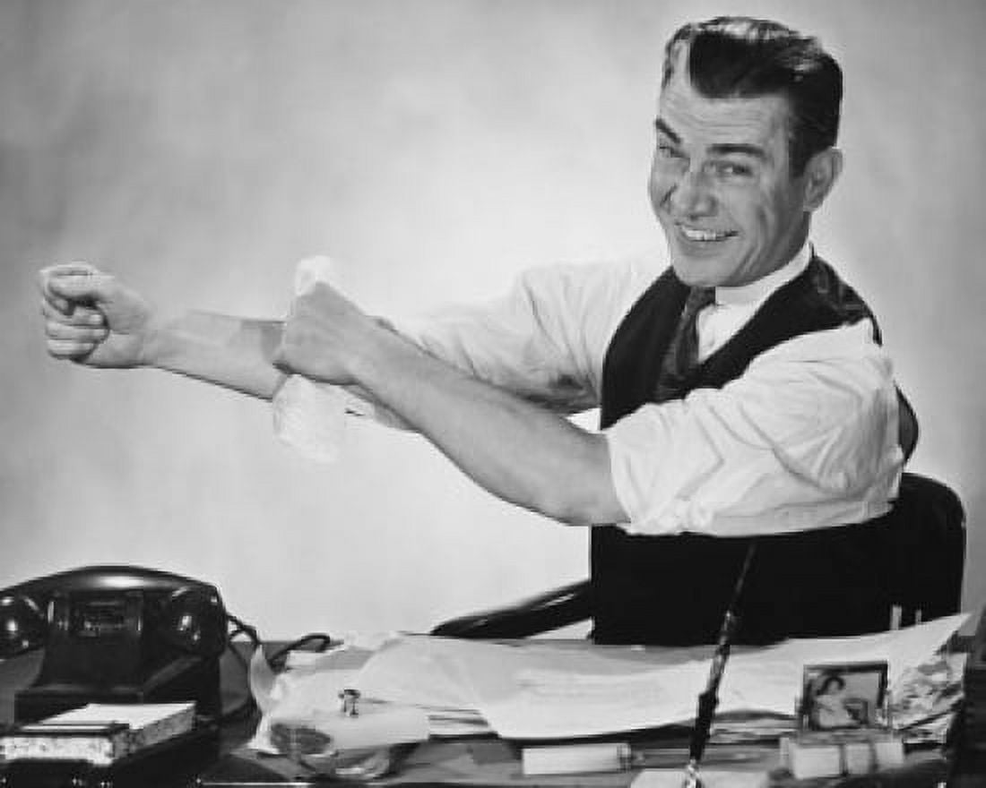 Businessman rolling up his sleeves and smiling Canvas Art - (18 x 24)