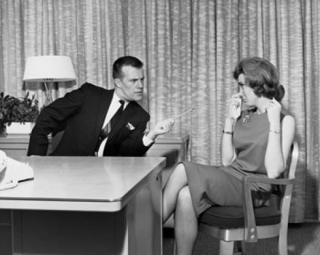 Businessman scolding his secretary in an office Canvas Art - (18 x 24)