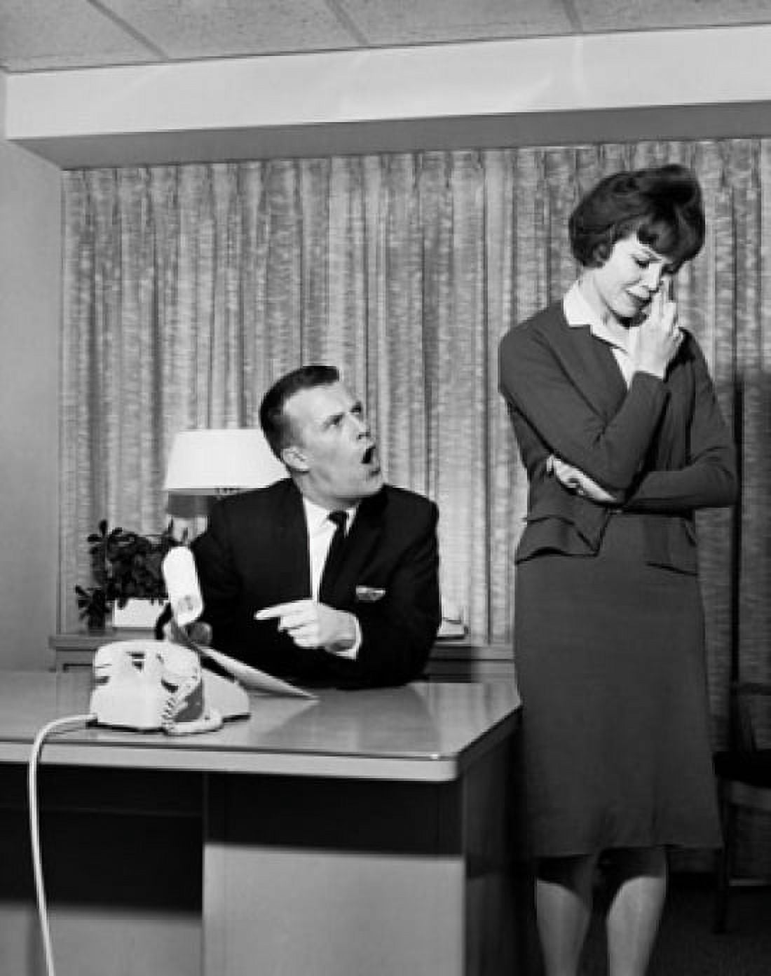 Businessman shouting at his secretary Canvas Art - (24 x 36)