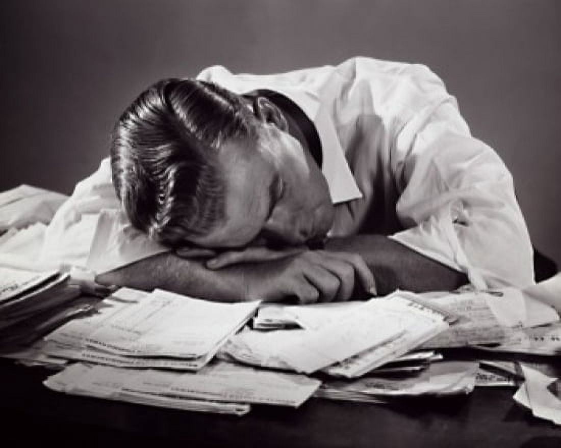 Businessman sleeping in an office Canvas Art - (24 x 36)