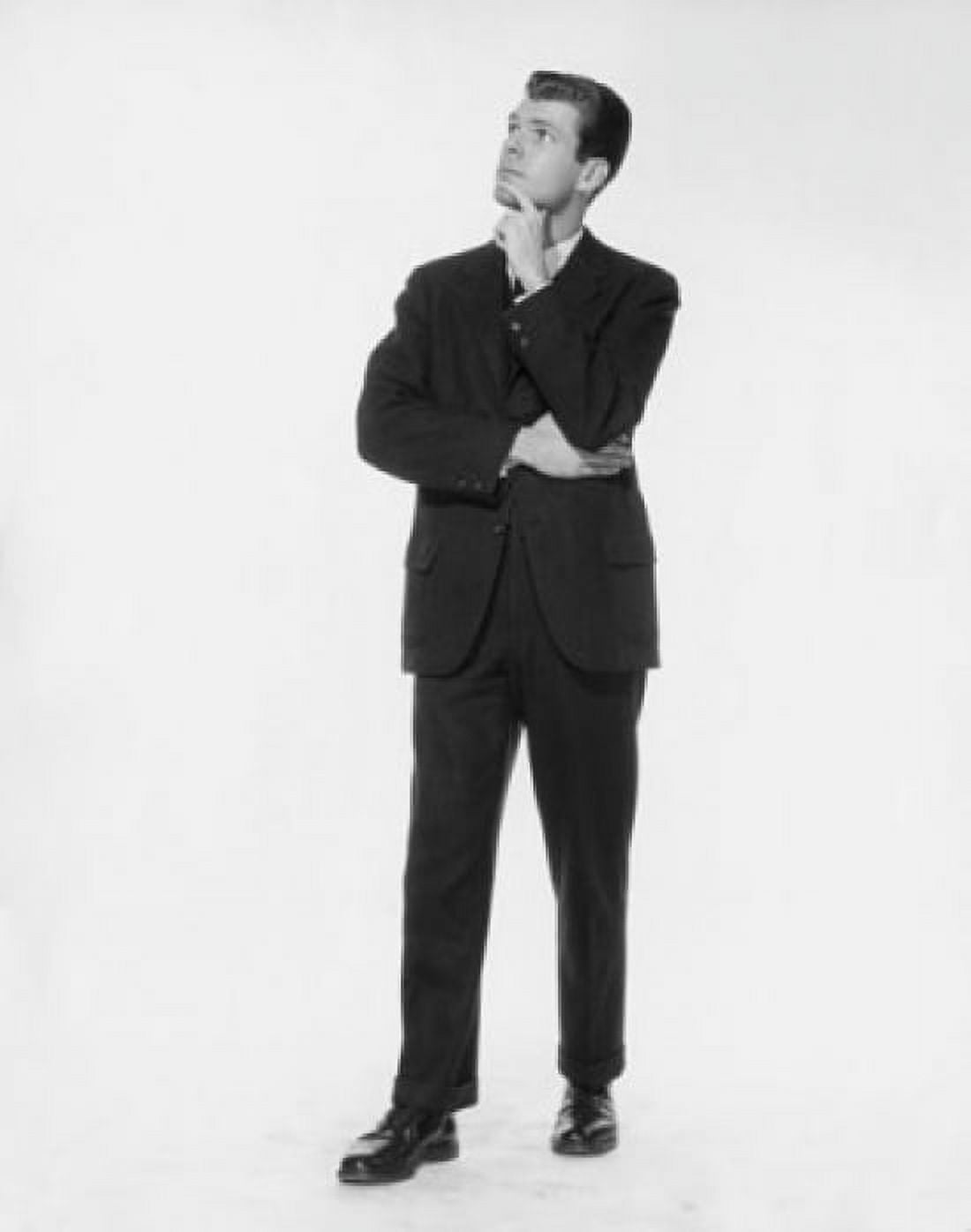 Businessman standing with his hand on his chin Canvas Art - (18 x 24)