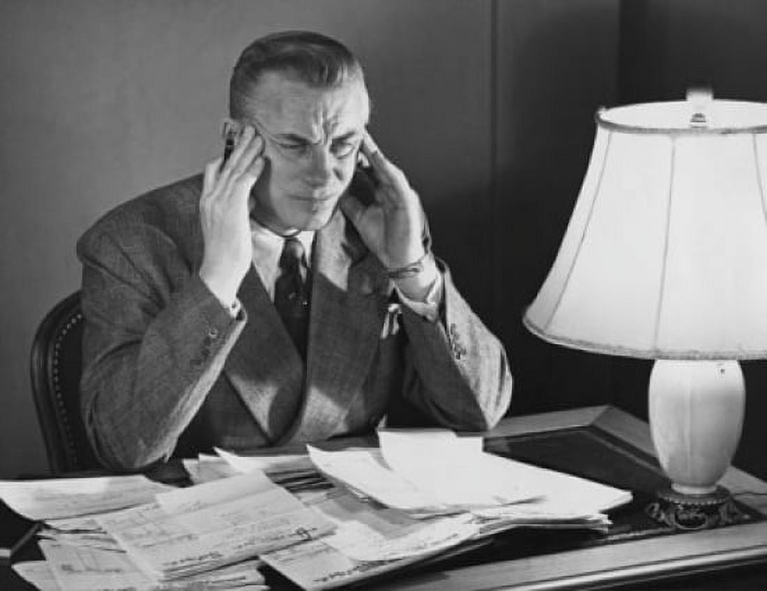 Businessman suffering from a headache Canvas Art - (18 x 24)