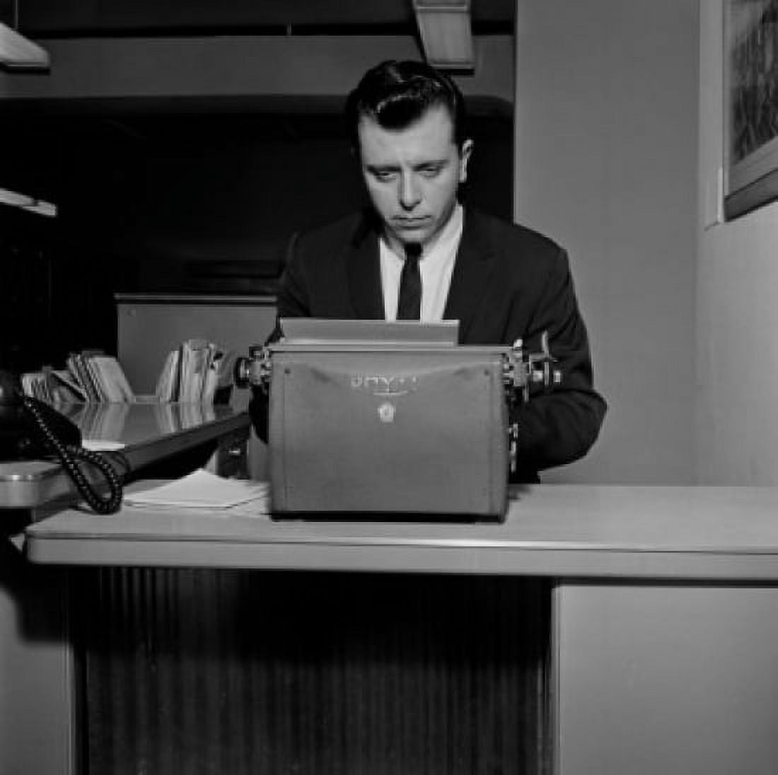 Businessman typing in office environment Canvas Art - (18 x 24)