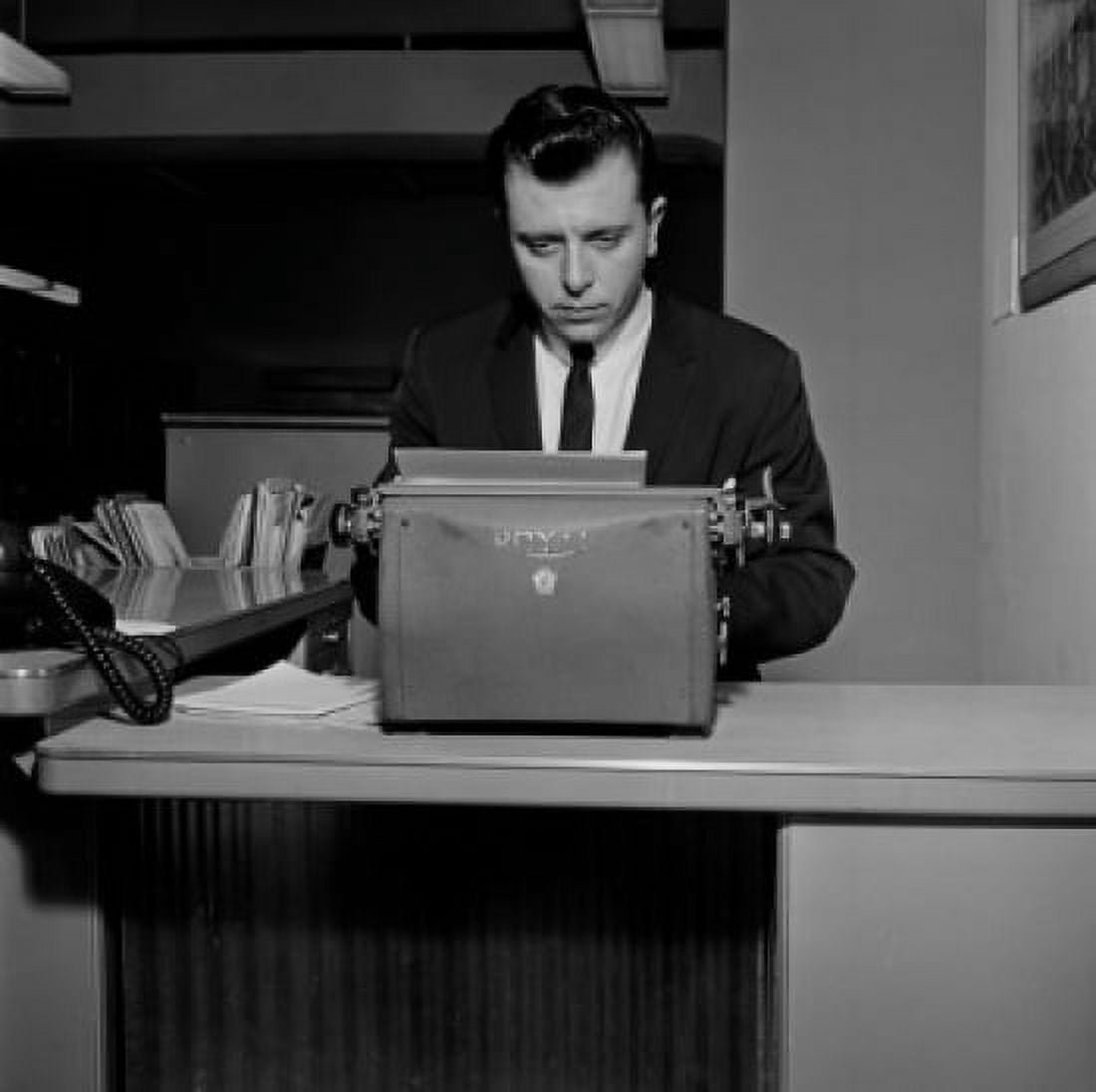 Businessman typing in office environment Canvas Art - (24 x 36)