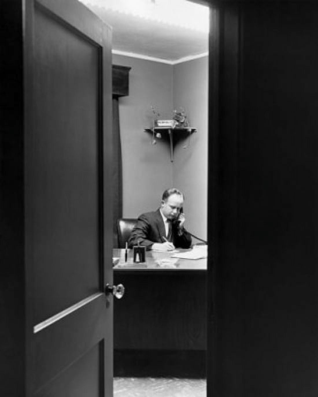Businessman using a telephone in an office Canvas Art - (18 x 24)