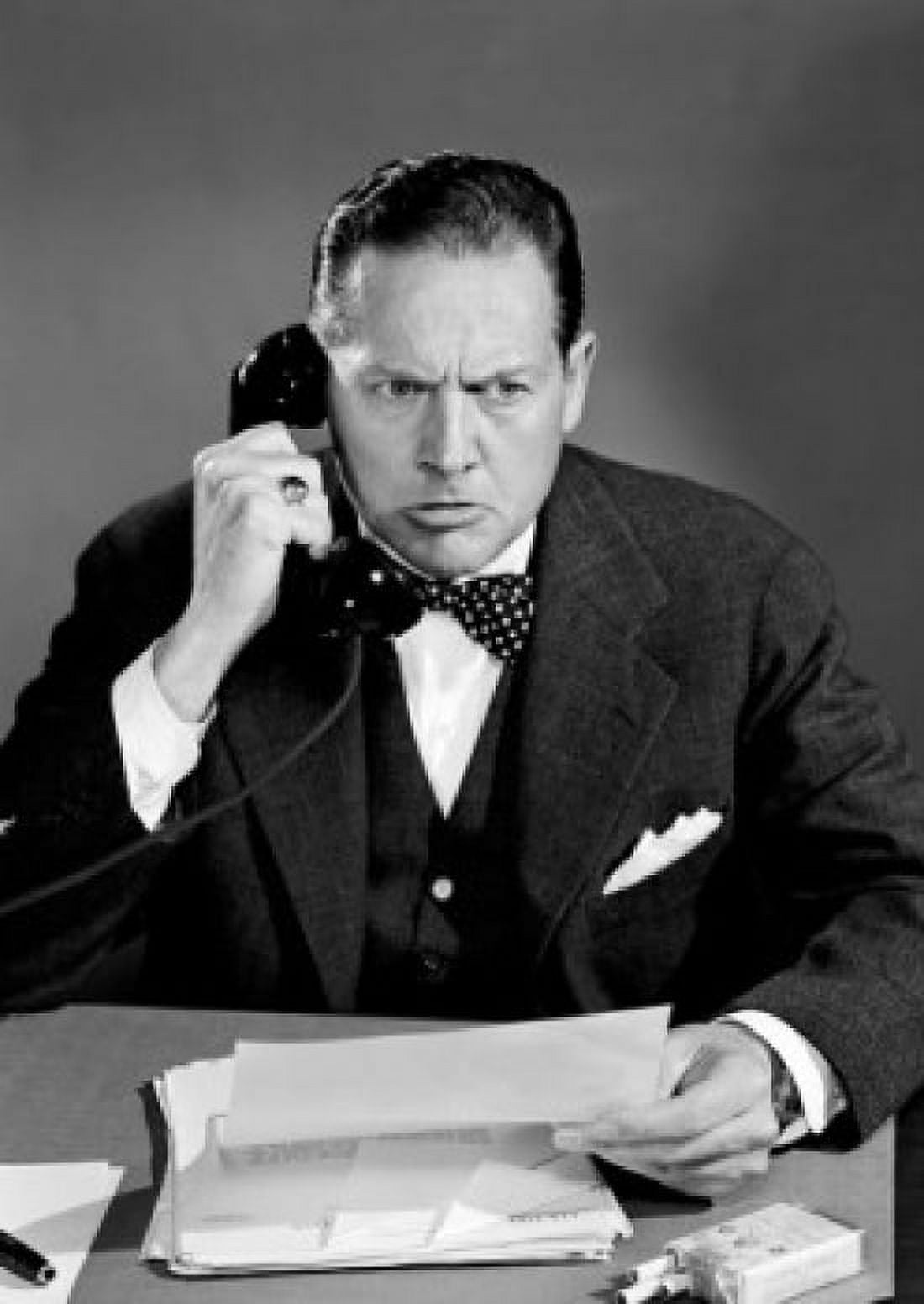 Businessman using office telephone Canvas Art - (24 x 36)