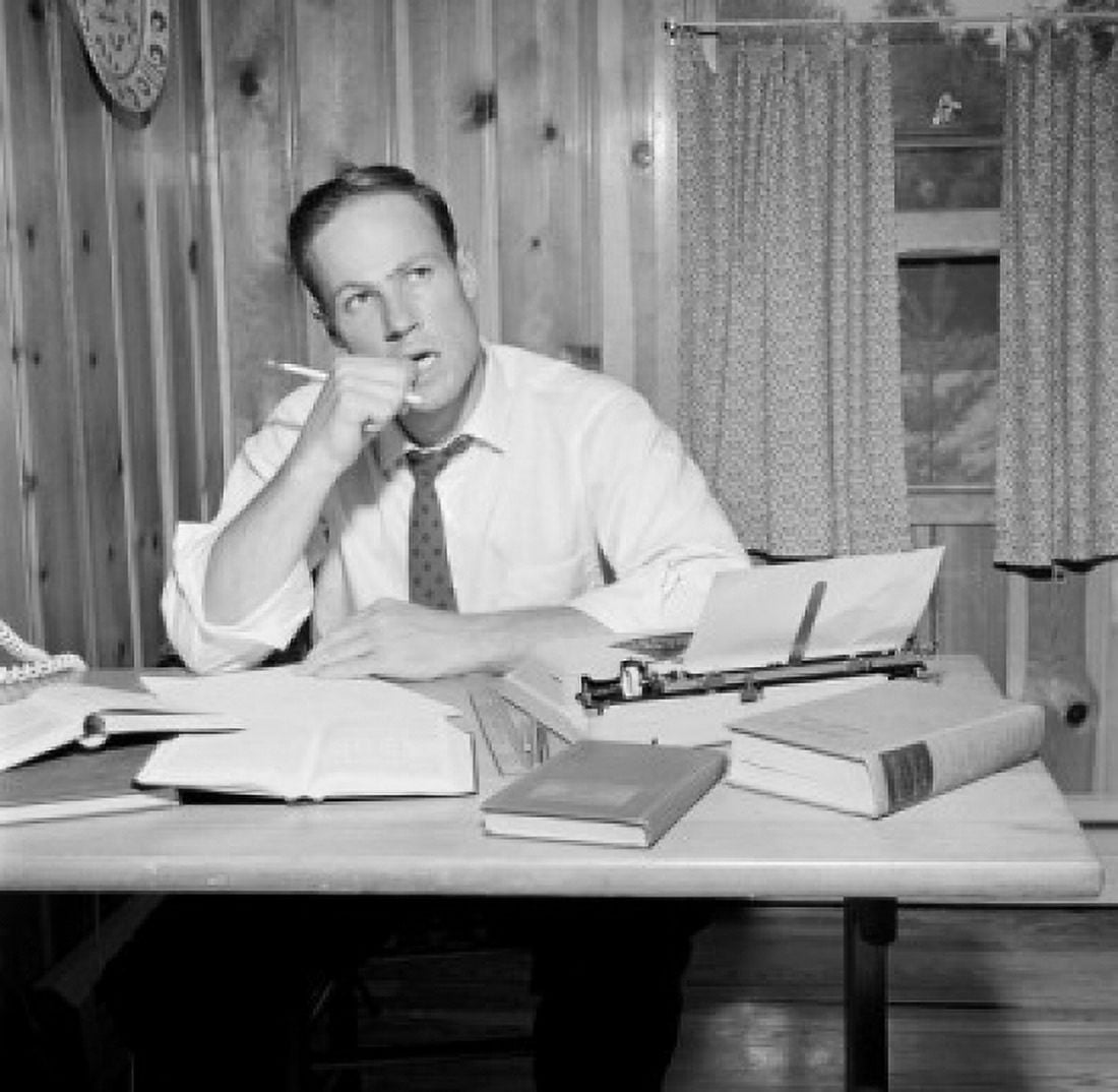 Businessman working at desk in home office Canvas Art - (24 x 36)