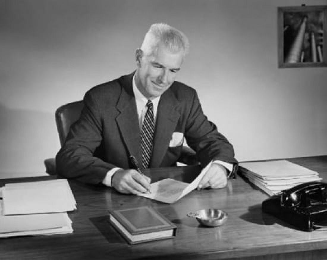 Businessman writing a letter Canvas Art - (24 x 36)