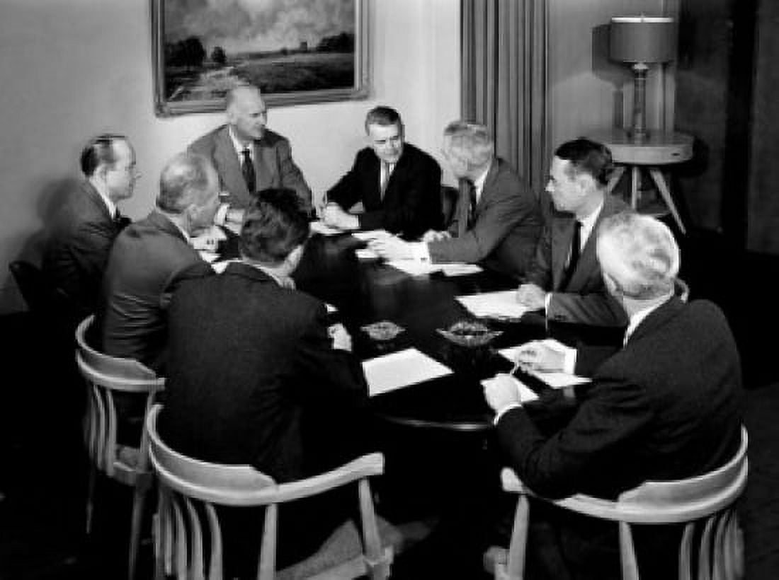 Businessmen at meeting Canvas Art - (18 x 24)