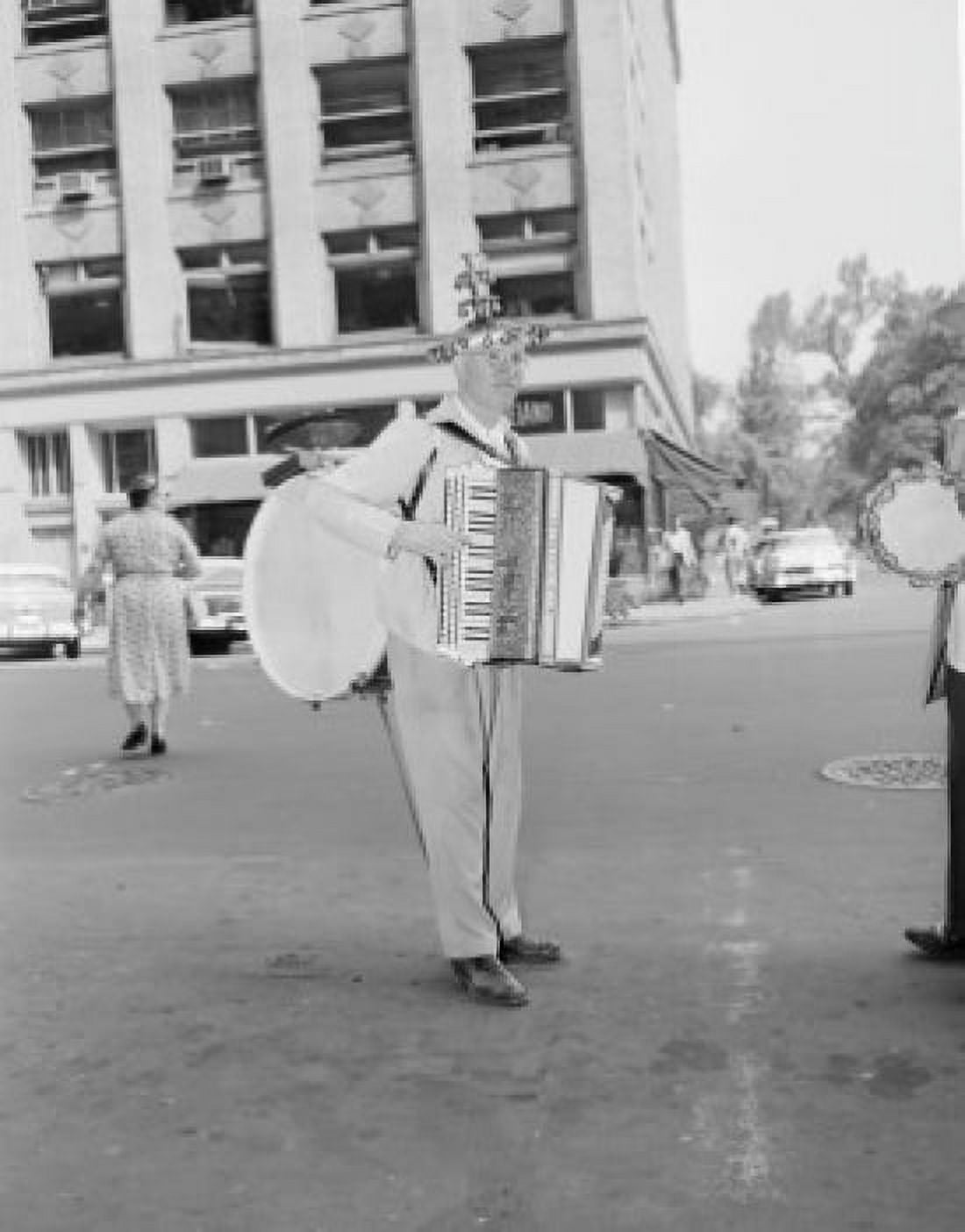 Buskerplaying accordion in street Canvas Art - (24 x 36)