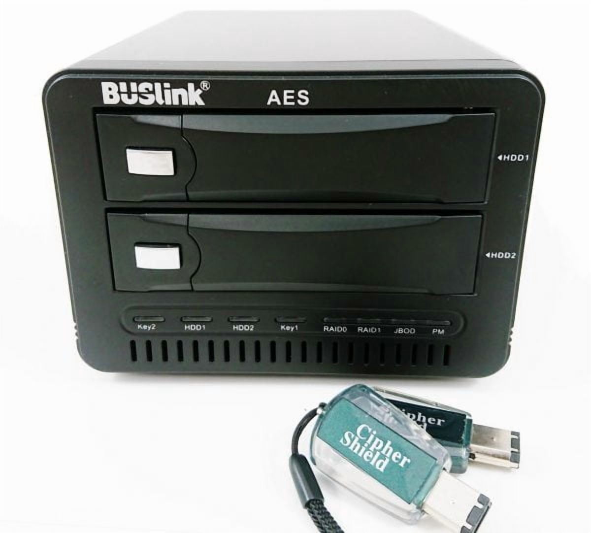 Buslink 24TB Ciphershield FIPS 140-2 256bits AES 2-bays RAID USB 3.0 / eSATA hardware encrypted external hard drive