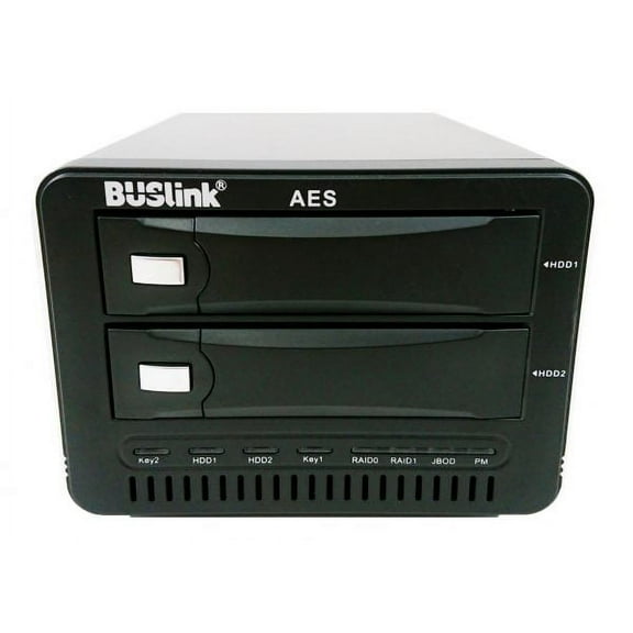 Buslink 24TB Ciphershield FIPS 140-2 512bits AES 2-bays RAID USB 3.0 / eSATA hardware encrypted external hard drive