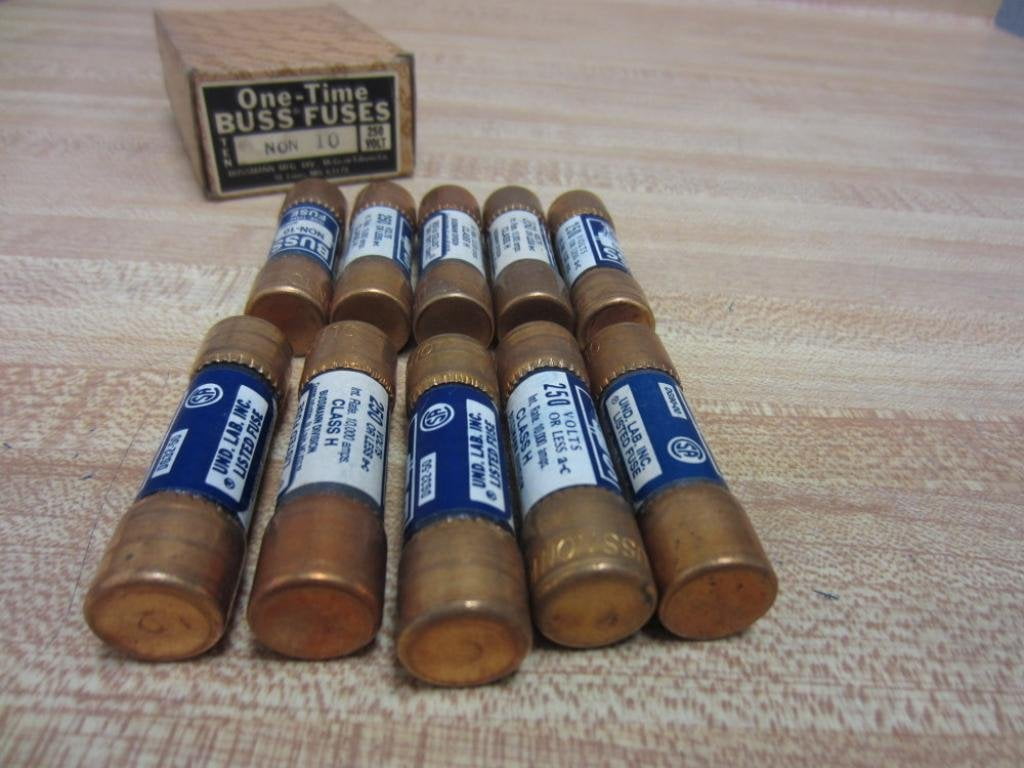 Pack De 10 Fusibles Bussmann NON-10 - Fusible Tipo N0N 10 Amp, Marca Cooper Bussmann