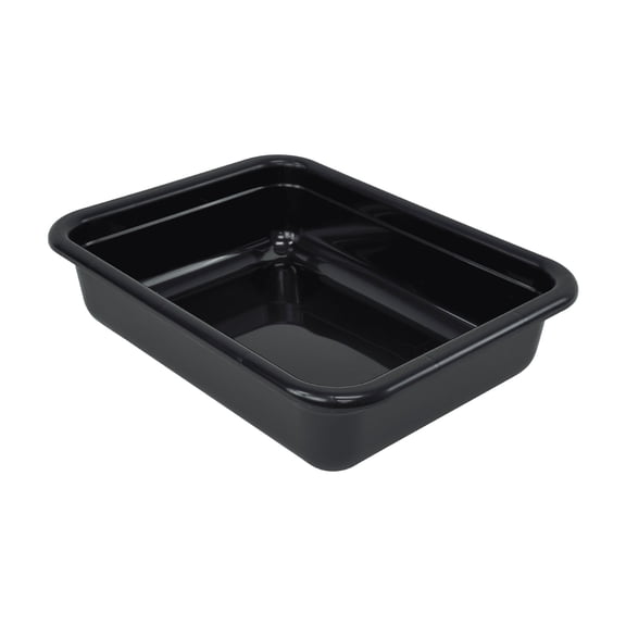 Quantum Storage Systems FSB-22175BK Flat Bottom Bussing Tubs Heavy Duty Part Organizer Black Bins 22" L x 17" W x 5" H 12 Pack