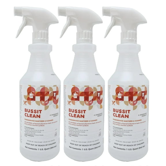 Bussit Clean Food Surface Kitchen Sanitizer, Fragrance Free, Pack of 3 Quarts