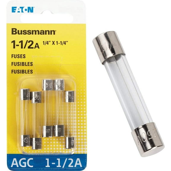 Bussman BP/AGC-1-1/2-RP 1.5 Amp Glass Fuse 5 Count