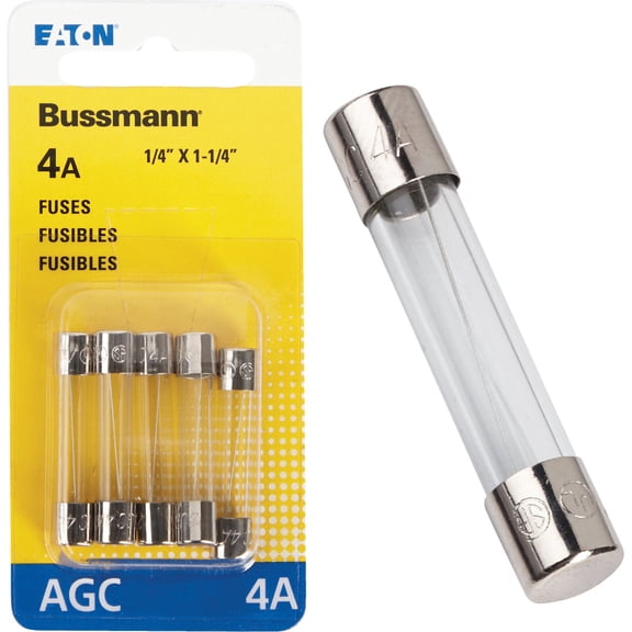 Bussman BP/AGC-4-RP 4 Amp 1/4" X 1-1/4" Fast-Acting Glass Tube Fuses 5-count