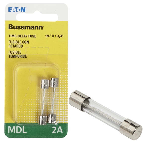 Bussman BP/MDL-2 2 Amp Glass Tube Time Delay Fuse 2 Count