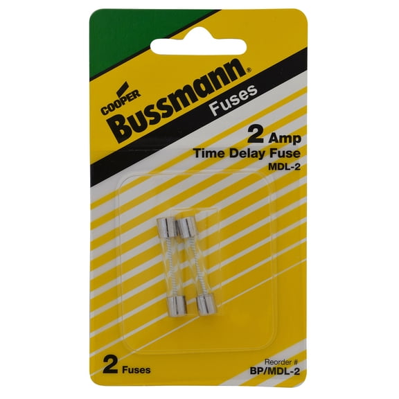 Bussman BP/MDL-2 2 Amp Glass Tube Time Delay Fuse 2 Count