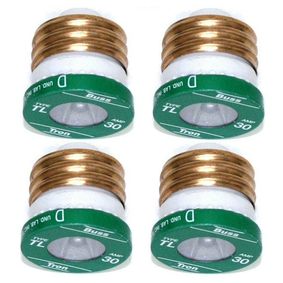 Bussman TL-30PK4 30 Amp TL Edison Plug Time Delay Fuse 4 Count