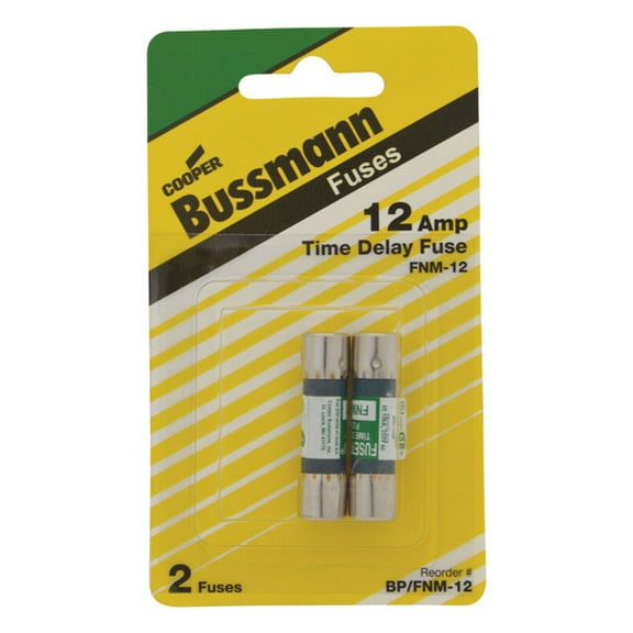 Bussmann 12 amps Dual Element Time Delay Fuse 2 pk - Total Qty: 1; Each Pack Qty: 2; Total Items Rec: 2