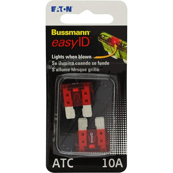 Bussmann BP/ATC-10ID easyID Illuminating Blade Fuse, Pack of 2