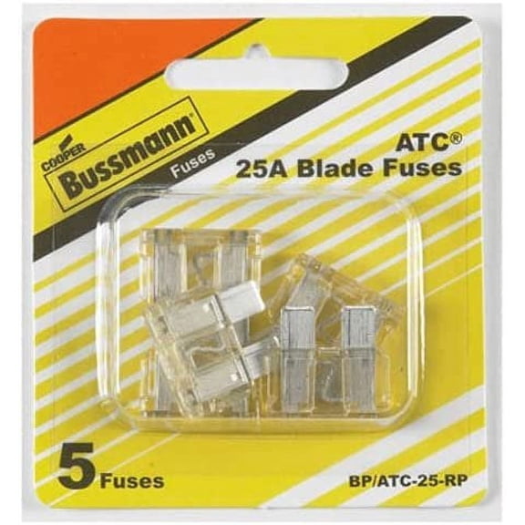 Bussmann BP/ATC-25-RP ATC Automotive Blade Fuse 25 Amp Card, 5 Pack