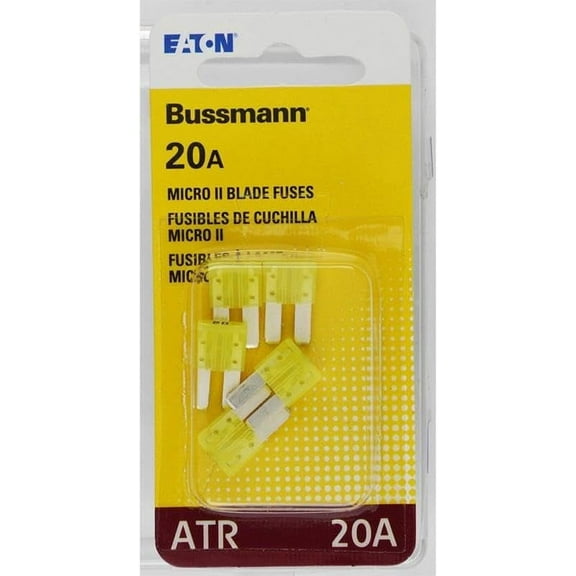 Bussmann BP/ATR-20-RP ATR Micro II Automotive Blade Fuse 2 Leg 20 Amp Card, 5 Pack